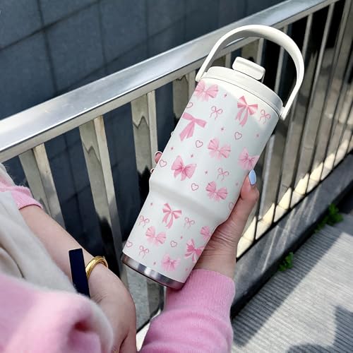 Pink Bows UV DTF Stickers - 3 Sheets Coquettte Bow Uvdtf Cup Wraps for 40 oz Glass Water Bottle, Cute Bear Flowers Waterproof Transfer Sticker DIY Coffee Mug Journal Guitar Craft Decals Decoration - style: Bows