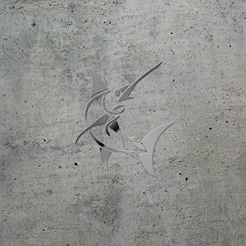 2 Pcs - Decal Stickers of Stylized Marlin Fish (Metallic Silver) Premium Waterproof Vinyl Decal Stickers for Laptop Phone Accessory Helmet Car Window Mug Tuber Cup Door Wall ANDSKUS512501SI070722 - color: Metallic Silver, size: 3.8'' x 4.4''