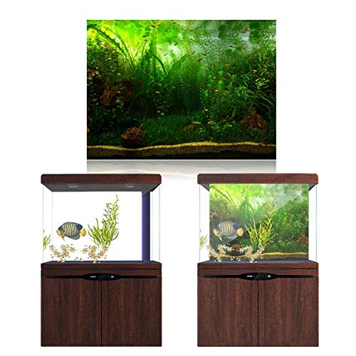 Aquarium Fish Background Poster PVC Adhesive Decor Paper Green Water Grass Aquatic Like Real(24.02x11.81in)