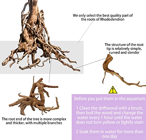 Vmiapxo 8 Pieces Natural Driftwood for Aquarium Decor, Assorted Sinkable Spider Wood, Reptile Drift Wood Branches Fish Tank Decorations (4''-6'') - size: 4"- 6"