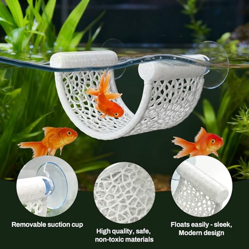 Betta Fish Hammock, White Floating Resting Leaf with Suction Cup - Aquarium Perch Ledge for Bettas, Shrimp, and Nano Fish - Minimalist Tank Decor & Accessory (White) - color: White