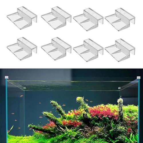 Aquarium lid Clips,8pcs Aquariums Glass Lid Clip Acrylic Stand for Frameless Fishtanks 6mm and 8mm Size for Great Aquariums Holder