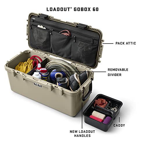 YETI LoadOut GoBox Collection, Divided Waterproof Cargo Case, Dry Box, Camera Case, Fishing Tackle Box - color: King Crab, size: GoBox 60