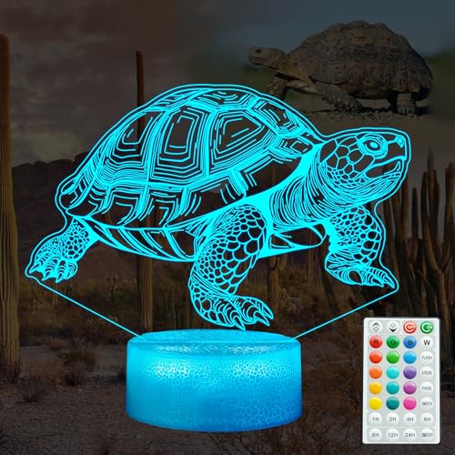 Tortoise Gifts for Men, Turtle Night Light with Remote Control, 16 Colors Changing, Timer, RGB Flashing Mode and Dimmable, Tortoise Gifts Stuff for Men Christmas Decor - color: Tortoise