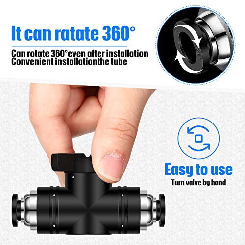 Flutesan 5 Pcs 3/8" x 3/8" OD Push to Connect Pneumatic Ball Valve PVC Air Flow Control Valve Quick Connect Tube Fittings Air Line Hose Fittings - size: 3/8" x 3/8" OD