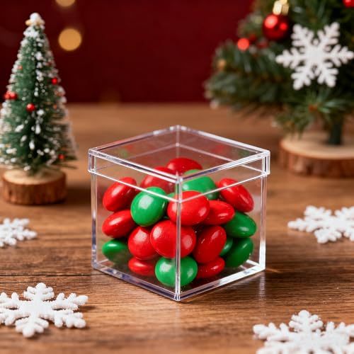Acrylic Candy Box 2Packs Clear Boxes with Lids Acrylic Display Square Cubes Lucite Boxes for Birthday Party Favor - size: 2.2 x 2.2 x 2.2 Inch