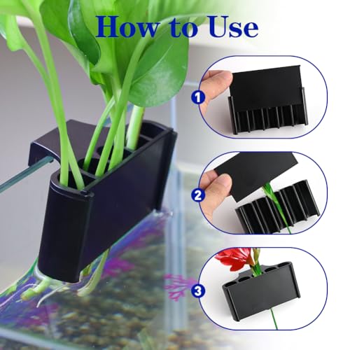 Aquarium Plant Holder，Plastic Fish Tank Plant Holder，Hanging Aquarium Planter Cup for Fish Tank Live Plants - color: Short