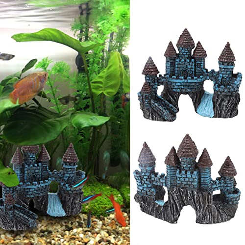 Resin Castle Aquarium Decorations,Hideout Castle House Cave Stone Head Aquarium Ornament,Fish Tank House Decor for Freshwater Saltwater
