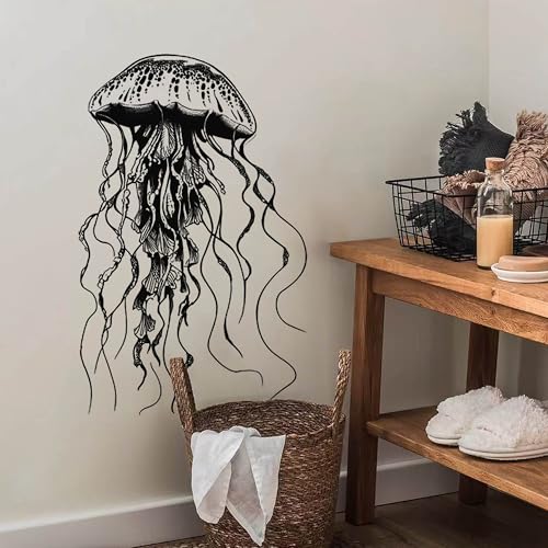 Large Jellyfish Wall Decal,Under The Sea Jellyfish Wall Sticker,Waterproof Peel and Stick Removable Ocean Mural for Baby Nursery Boy Girls Room Bedroom Bathroom Daycare Playroom Classroom Wall Decor