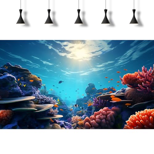 Under The Sea Aquarium Background Coral Reef Fish Tank Background Deep Ocean Tropical Fish Sunray Terrarium Aquarium Backgrounds Underwater World Aquarium Backdrop for Fish Tank Backgrounds 24x12in - color: Ocean Orange, size: 24(W)x12(H)inches/ 60(W)*30c