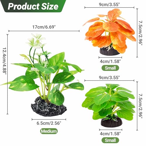 GOZILLA Fish Tank Plants, Reptile Artificial Plastic Plants, Reptile Plants for Terrarium, Aquarium Decorations Resin Pedestal Ornaments for Fish Tank Accessories Set.(4PCS/B-Set) - color: 4 Pcs/ B Set