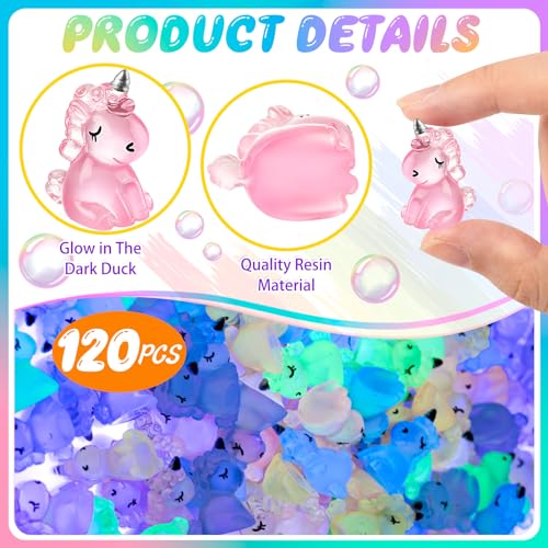 HFAYDZSW 120Pcs Luminous Mini Resin Unicorn, Miniature Unicorn Figurines, Glow in The Dark Tiny Unicorns Ornament for Garden Landscape Aquarium Dollhouse Birthday Party Room Crafts Decor