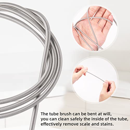 Annhua 39" Pipe Brushes Tube Cleaning Brush Flexible, Feeding Tube Brush Hose Cleaner Brush Long Metal Pipe Cleaner Brush for Drain Hole Dredging - Double-Headed Spring Brush - Blue