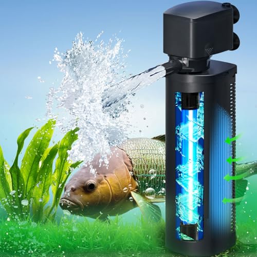 660GPH Aquarium Filter, UV Sterilizer for Aquarium for 100-400 Gallon, 24V DC Powerful Pump for Large Fish Koi Pond Cold Plunge Filter, Green Killing Machine with Algae Remover for Fish Tank - size: Large Aquarium Filter for 125-400 Gallon