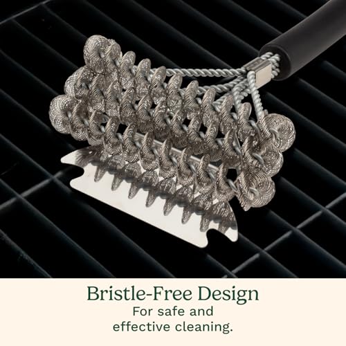 Cuisinart Triple Coil Brush, 17” Stainless Steel Grill Brush with Wide Scraper for All Grates, Bristle Free Grilling Accessory for Worry Free Cleaning, Perfect for BBQs, Cookout & Tailgate Cleaning - size: 17" Triple Coil Grill Brush