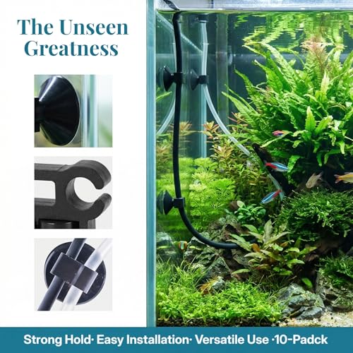 NIIIYTYB 10Pcs Aquarium Suction Cups Air Pump Holder for Tubing, Airline Holders and Clips Fish Tank Tube Hose Clamp Strong Grips for Aquatic Accessories and Wire Management in Aquariums