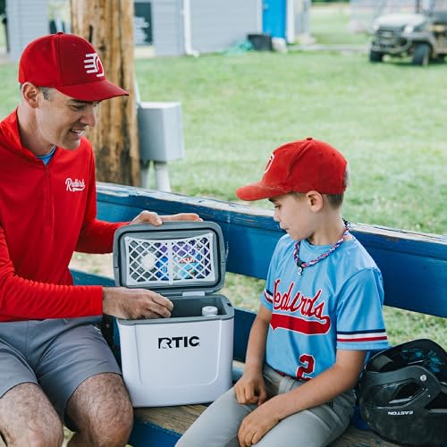 RTIC 8 QT Road Trip Personal Cooler, Small, Compact, Insulated, Portable Ice Chest Box for Food, Drink, Beverage, Beach, Camping, Picnic, Fishing, Boat, 12-Can Capacity - color: White & Grey