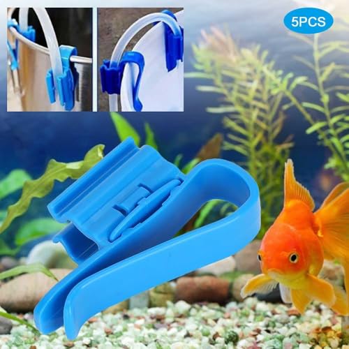5Pcs Aquarium Water Pipe Clips Leak-Proof Design Adjustable 8-16mm Hose Holder for Fish Tank Water Change Tools(Blue) - color: Blue
