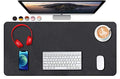 SUJAYU Dual Sided PU Leather Desk Pad, Mouse Pad, Office Desk Mat, Non-Slip Laptop Desk Pad, Waterproof Desk Writing Pad for Office and Home (31.5" x 15.7", Black) - color: Black, size: 15.7" x 31.5"