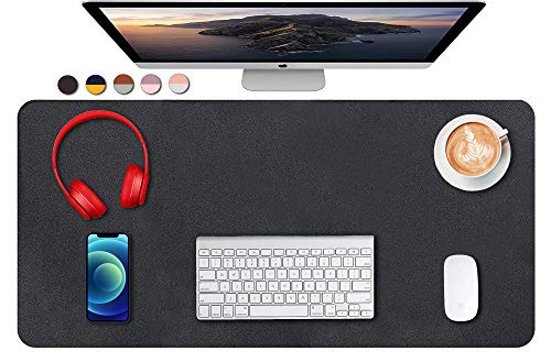 SUJAYU Dual Sided PU Leather Desk Pad, Mouse Pad, Office Desk Mat, Non-Slip Laptop Desk Pad, Waterproof Desk Writing Pad for Office and Home (31.5" x 15.7", Black) - color: Black, size: 15.7" x 31.5"
