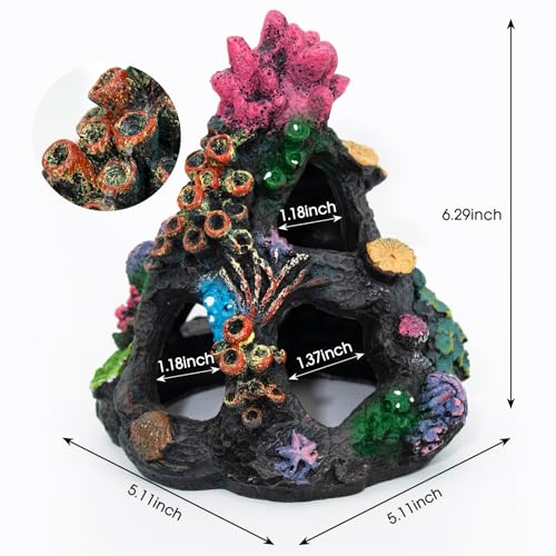 Aquarium Coral Rock Mountain Cave Set Fish Tank Decoration Coral Ornament Aquarium Plant Fish House for Betta Rest Hide