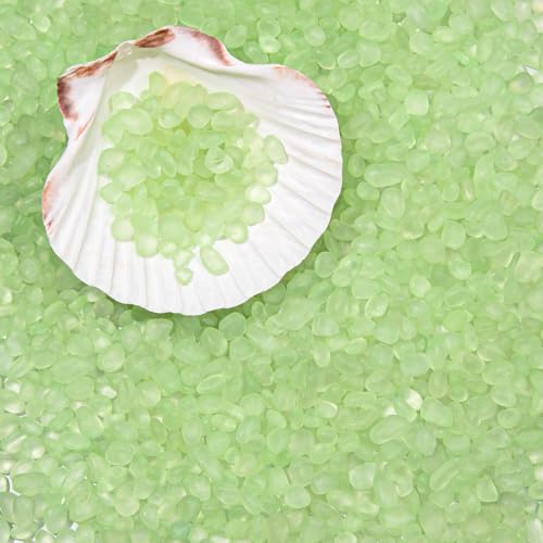 QEQEKAKA Sea Glass Stones for Crafts About 2.75LB (1180g/41.62oz) Glass Pebbles Gemstones Bulk for Beaching Wedding DIY Decoration Aquarium Turtle Tank Vase Filler - color: Fluorescent Green, size: 2.75LB (1185g/41.79oz)