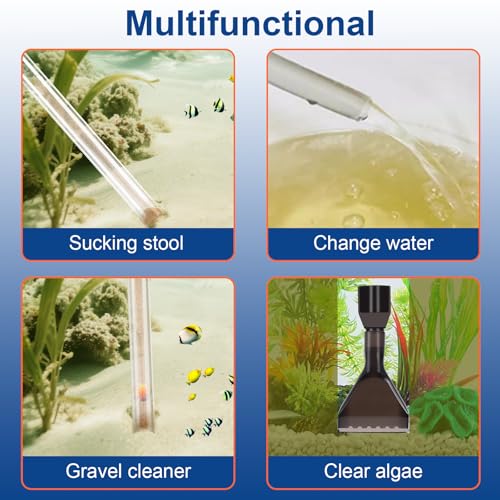 Fish Tank Cleaner Kit, Gravel Vacuum for Aquarium, Fish Tank Aquarium Vacuum Gravel Cleaner, Aquarium Siphon with Magnetic Fish Tank Glass Cleaner, Aquarium Cleaning Tools Water Changer