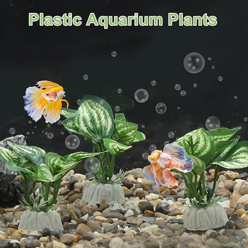4pcs Green Silk Aquarium Plants, Realistic Artificial Plants for Betta Fish Tank, 7cm x 3.2cm 2.2cm, Plastic, Spiky, Natural/Realistic, Aquarium Plant