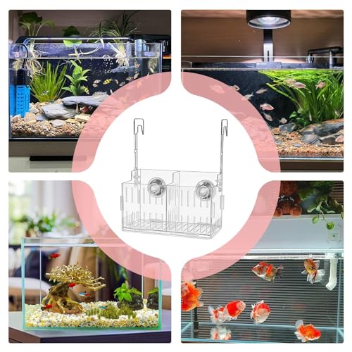 Transparent Aquarium Plant Hanging Rack - Acrylic Top-Mounted Plant Holder | Height Adjustable Double-Hook Hydroponic Planter | for Fish Tank Flower Pot, Aquarium Decorative Accessories - size: Double grid