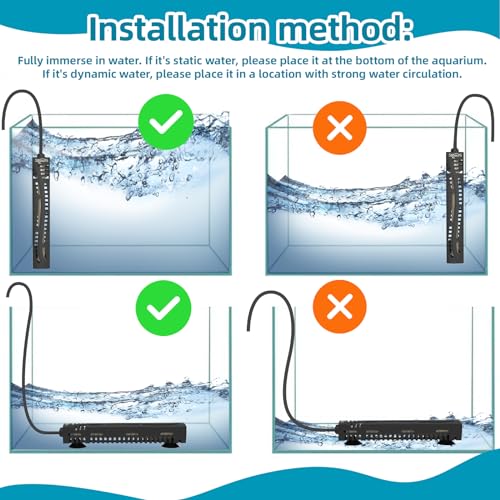 SEAOURA Submersible Fish Tank Heater, 75W Aquarium Heaters for 7-20 Gallon, Adjustable Turtle Tank Heater with Digital Temperature Display, Suitable for Freshwater and Saltwater Tank - size: ≤ 20 Gal Tank
