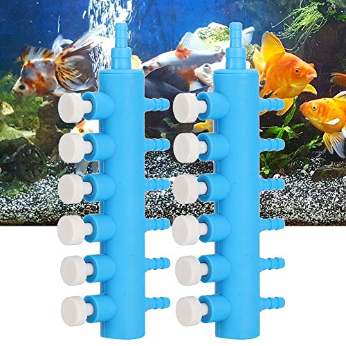 Aquarium Air Distributor, 2pcs Aquarium Air Control Lever Valve Distributor Splitter Airline Tube Connector Air Pump Accessories for Fish - color: 6 Way