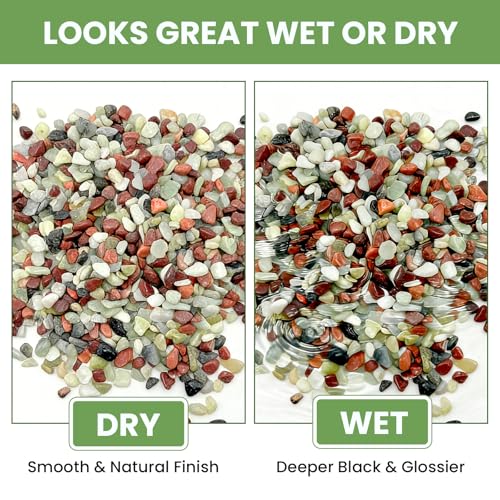 Gravel for Plants, 3/8 Inch Pebbles Polished Decorative Aquarium Gravel - Small River Rocks for Fish Tank, Succulent, Vase, Bird Bath, Garden Landscaping and Top Dressing-3LB