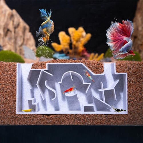 Aquarium Tunnel - Shrimp Maze, Underground Cave Habitat, Fish Tank Corner Shelter, Multi Hole Crab Catfish Refuge | Aquarium Wall Corner Tank Bottom Area for Aquatic Hiding Use