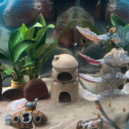 5 Pcs Betta Fish Bed Shell Hammock Betta Resting Spot with Suction Cups Natural Shell Hideouts & Spawning Grounds for Betta, Shrimp, Cichlid, Small Fish Tank Decorations
