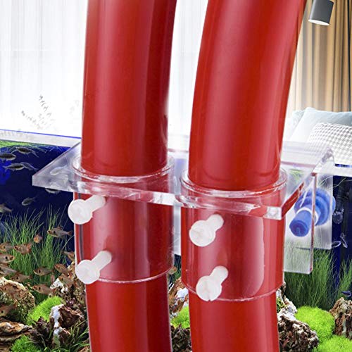 Transparent Acrylic Water Tube Fixture, Soft Pipe Holder for Fish Tank Aquarium, Durable Tube Organizer with Screws for Tubes Under 2.5cm, Keeps Aquarium Tidy and Secure (Double Hole) - size: Double Hole