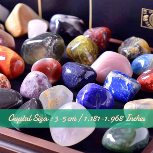 Polished Stone Set Mixed Crystals, Christmas Gift for Kids, 1.2" - 2.5 lbs, 25 Types of Extra Large Size Tumbled Gemstones and Crystals Bulk for Healing, Reiki, Meditation, Witchcraft - color: Mixed Crystals - 25 Types, size: 1.2"