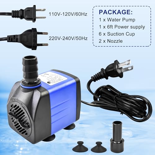 Submersible Water Pump 10W 158GPH AC 110V FishTank Pump 4.1ft High Liftfor Aquarium Hydroponics - color: 10w 600l/H