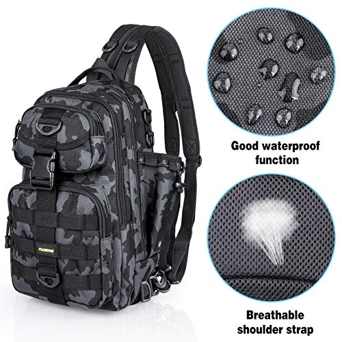 PLUSINNO Fishing Backpack, Fishing Bag, Waterproof Fishing Sling Tackle Bag For Fishing Gear With Rod Holder, Fishing Gifts for Men - color: Single Backpack No Tackle Box
