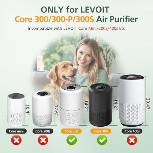 Core 300 Smoke Replacement Filter for LEVOIT Core 300-P Core 300 Core 300S Core 300S-P VortexAir Air Purifie-r, Core 300-RF, 4-in-1 Activated Carbon Filtration System, 2 Pack, Blue - color: Blue