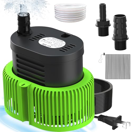 Pool Cover Pump above Ground - Submersible Water Sump Pump Swimming Water Removal Pumps, with Drainage Hose & 25 Feet Extra Long Power Cord, 850 GPH inGround, 3 Adapters - color: Green