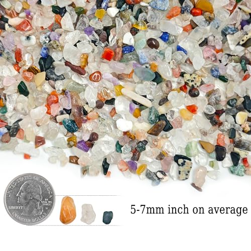 Kaiyuan Dynasty 230g 5-7mm Colorful Crystal Chips Bulk, Natural Polished Gemstones Crushed Stones, Decorative Pebbles for Vase Fillers & Aquarium Gravel Rocks - color: Colorful, size: 0.5LB