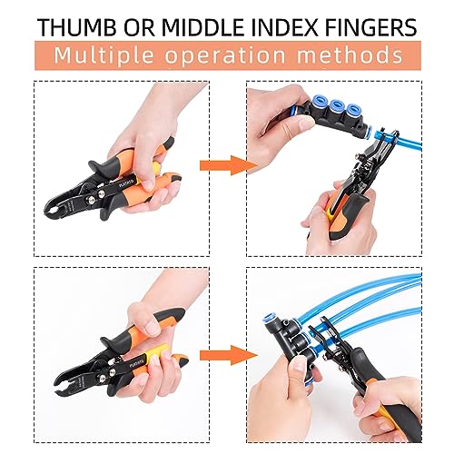 Push to Connect Fittings Air Line Disconnect Tool Kit Push Fitting Removal Tool for 1/4”, 5/16”, 3/8”, 1/2” (6mm, 8mm,10mm,12mm) Quick Connect Release Pliers with 15 Pcs Pneumatic Fittings