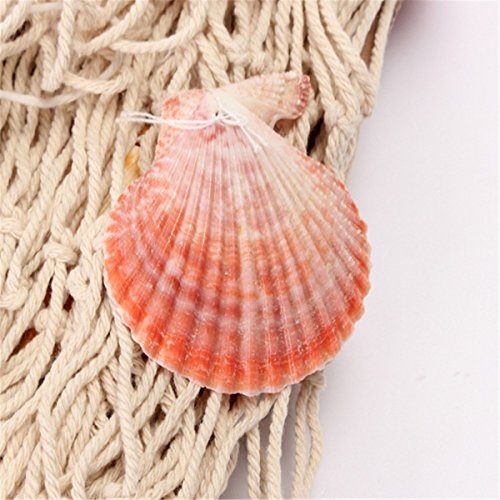 Rosoz Nature Fish Net Wall Decoration with Shells, Ocean Themed Wall Hangings Fishing Net Party Decor for Pirate Party,Wedding,Photographing Decoration - color: Beige