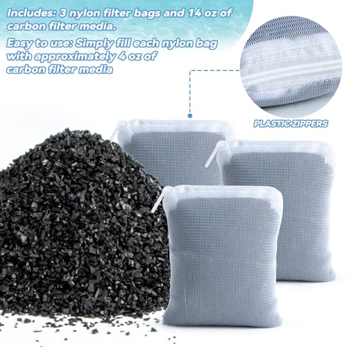 MAQIHAN 0.9 LB Activated Charcoal Pellets - Activated Carbon Aquarium Filter Media Charcoal Pellets for Fish Tank Supplies Media Bags for Aquarium Coconut Shell Charcoal (410G, 3 Nylon Bags) - size: 0.9 lb