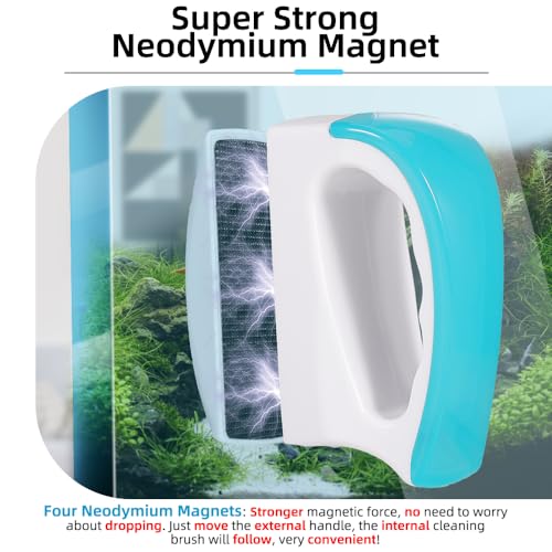 DaToo 2 Pieces Aquarium Magnetic Brush Glass Fish Tank Algae Scrapers Glass Cleaner Floating Scrubber Aquarium Clean Brush (Size S) - size: Size S (2 PCS)