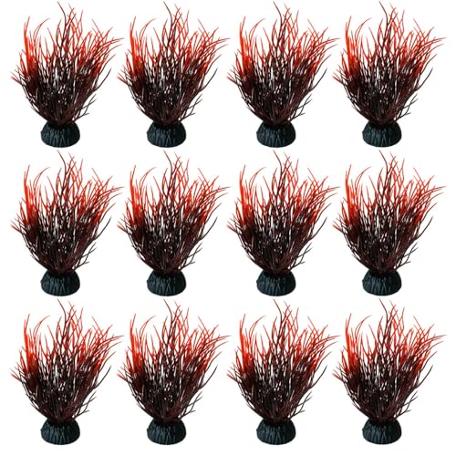 12 Pack Artificial Aquarium Grass Plants Lifelike Fish Tank Decorative Grass Aquascaping Landscape Design for Goldfish Betta Fish Waterscape Fish Hides Mini Hydroponic Plants (Style 4) - color: Style 4