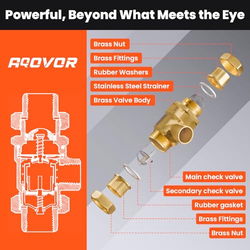 1/2" 9D-M3 Backflow Preventer, Brass Dual Check Valve with Intermediate Atmospheric Vent, 1/2 Inch back flow preventer valve Female Union, Vertical or Horizontal Install