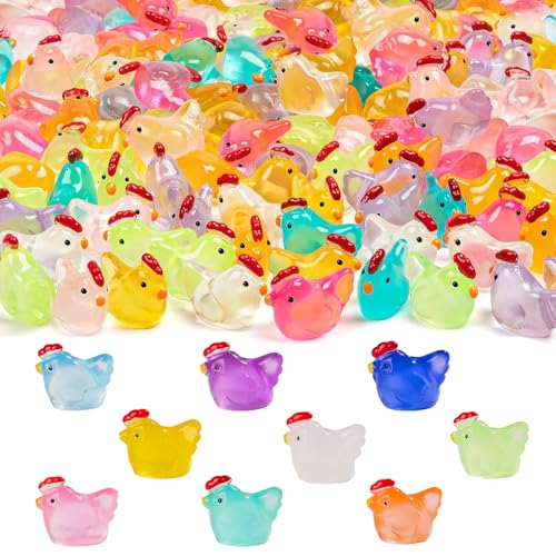 90 Pcs Mini Resin Hen Figurine Bulk Mini Hen Figurine Cake Decorations Cute Miniature Resin Sculpture Ornament Micro Landscape Office Garden Desk Party Tabletop Decor - color: Hen -90p