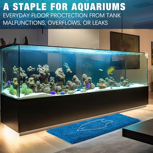 Drydiet Aquarium Mat, 20x36 Inch Large Fish Tank Cleaning Pad, Super Absorbent Chenille Sponge Pad, Protects Furniture from Water & Scratches, Decorative Floor Mat for Fish Hobbyists