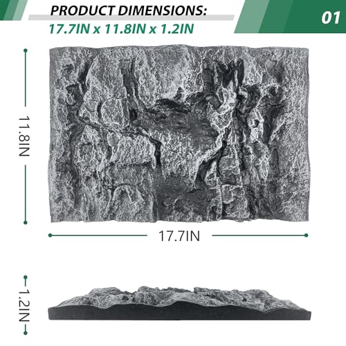 17.7x11.8in Rock Terrarium Background,3D Reptile Tank Background Board,Amphibian Stereo Backdrop Wall,Lizard Snake Gecko Spider Turtle Fish pet silo Background Decorative Panel(Grey) - color: grey-17.7"*11.8"（1pcs）